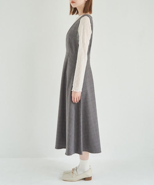 ROPE' PICNIC(ロペピクニック)の「チェックジャンパースカート(ジャンパースカート・レディース・チャコールグレー/ダークブラウン・36/38)」の10枚目の写真