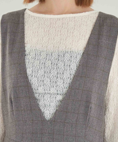 ROPE' PICNIC(ロペピクニック)の「チェックジャンパースカート(ジャンパースカート・レディース・チャコールグレー/ダークブラウン・36/38)」の8枚目の写真