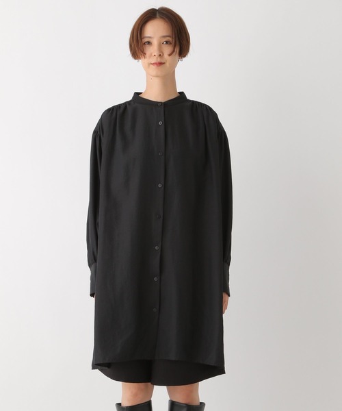 LEPSIM（レプシィム）の「ギャザーフレアミニワンピース　908503（チュニック・レディース・ブラウン/オフホワイト/ブラック/ブルー・FREE）」の9枚目の写真