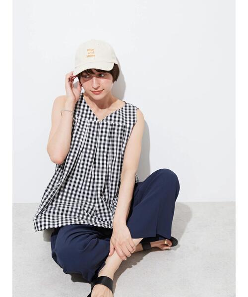 AMERICAN HOLIC（アメリカンホリック）の「Vネックタックノースリーブブラウス（シャツ/ブラウス・レディース・チェック/ブラック/カーキ・L/M）」の8枚目の写真