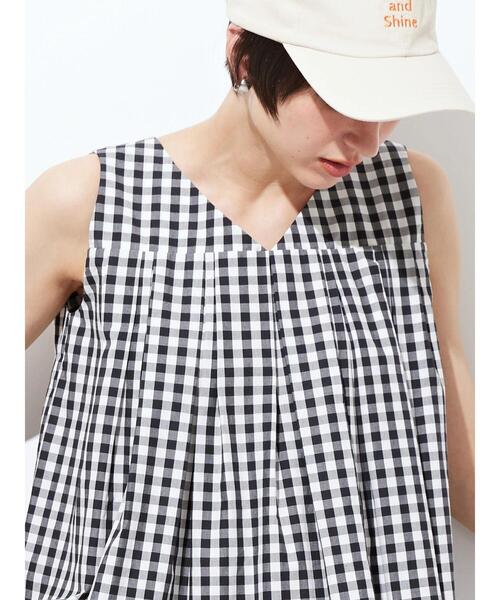 AMERICAN HOLIC（アメリカンホリック）の「Vネックタックノースリーブブラウス（シャツ/ブラウス・レディース・チェック/ブラック/カーキ・L/M）」の10枚目の写真