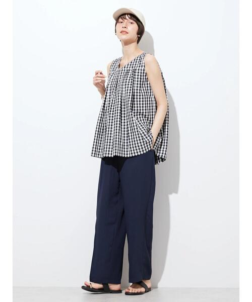 AMERICAN HOLIC（アメリカンホリック）の「Vネックタックノースリーブブラウス（シャツ/ブラウス・レディース・チェック/ブラック/カーキ・L/M）」の11枚目の写真