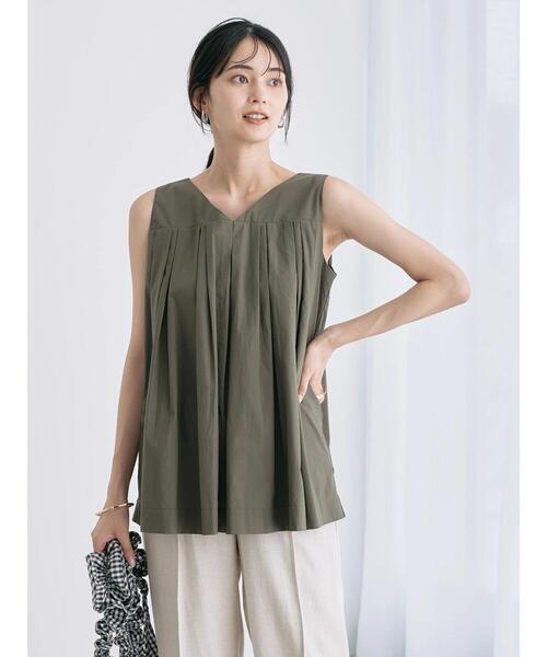 AMERICAN HOLIC（アメリカンホリック）の「Vネックタックノースリーブブラウス（シャツ/ブラウス・レディース・チェック/ブラック/カーキ・L/M）」の17枚目の写真