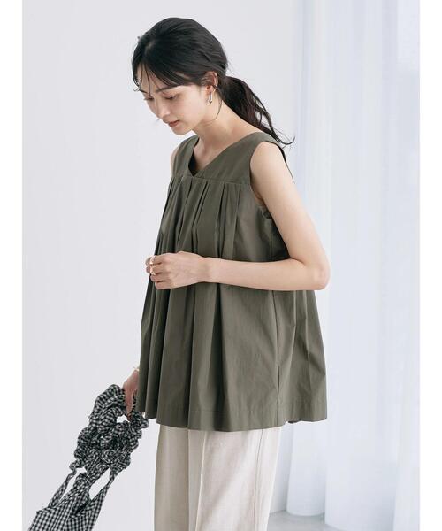 AMERICAN HOLIC（アメリカンホリック）の「Vネックタックノースリーブブラウス（シャツ/ブラウス・レディース・チェック/ブラック/カーキ・L/M）」の18枚目の写真