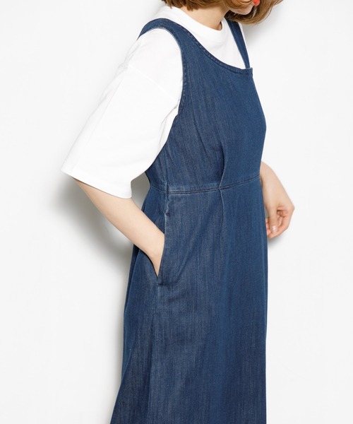 新品 ヤヌーク 23SS デニムワンピース リネン サロペット ワン