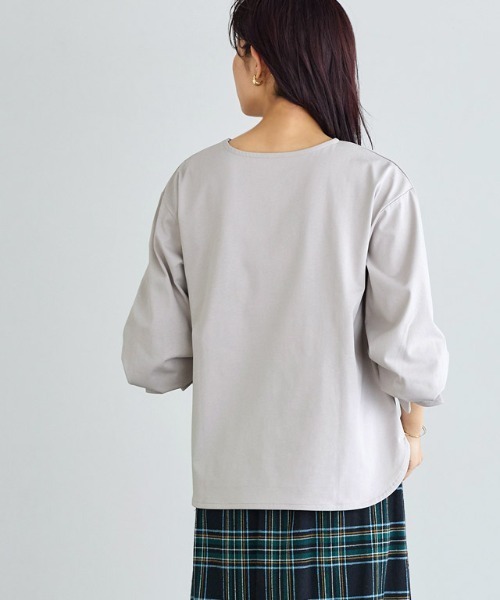 Pierrot(ピエロ)の「【イージーケア】キャンディスリーブTシャツ(Tシャツ/カットソー・レディース・ベージュ/ブラック/オフホワイト/グレー・S/M/L)」の12枚目の写真