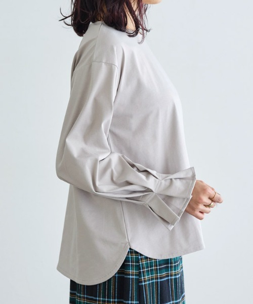 Pierrot(ピエロ)の「【イージーケア】キャンディスリーブTシャツ(Tシャツ/カットソー・レディース・ベージュ/ブラック/オフホワイト/グレー・S/M/L)」の19枚目の写真