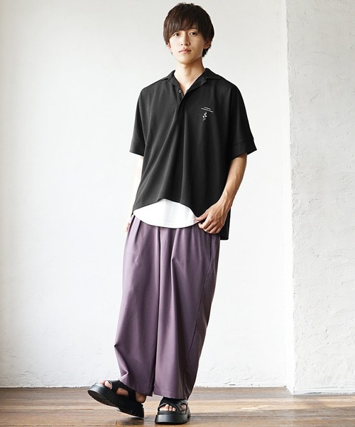 MinoriTY(マイノリティ)の「【ひと癖加えた、モード感】ドルマンシルエットビッグポロシャツ ビッグシルエット ルーズシルエット 半袖ポロシャツ メンズ 変形ポロシャツ【MinoriTY】(ポロシャツ・メンズ・ブラック/ホワイト・L/M)」の5枚目の写真