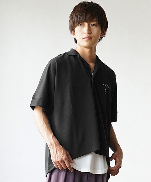 MinoriTY(マイノリティ)の「【ひと癖加えた、モード感】ドルマンシルエットビッグポロシャツ ビッグシルエット ルーズシルエット 半袖ポロシャツ メンズ 変形ポロシャツ【MinoriTY】(ポロシャツ・メンズ・ブラック/ホワイト・L/M)」の4枚目の写真