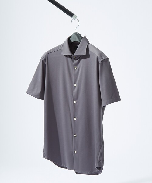 ABAHOUSE(アバハウス)の「【接触冷感】アイスピケ ストレッチ 半袖シャツ / FLEX SHIRTS(シャツ/ブラウス・メンズ・ネイビー/ブラック/ホワイト/サックスブルー/チャコールグレー/ダークネイビー/ライトグレー・44/46/48/50)」の3枚目の写真