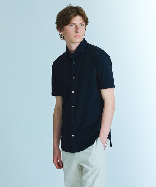 ABAHOUSE(アバハウス)の「【接触冷感】アイスピケ ストレッチ 半袖シャツ / FLEX SHIRTS(シャツ/ブラウス・メンズ・ネイビー/ブラック/ホワイト/サックスブルー/チャコールグレー/ダークネイビー/ライトグレー・44/46/48/50)」の7枚目の写真