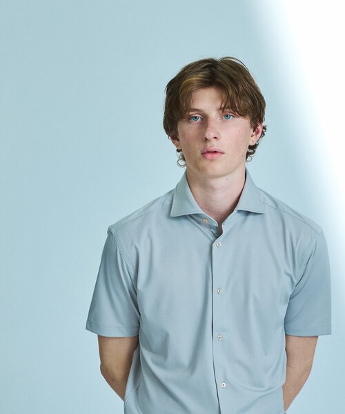 ABAHOUSE(アバハウス)の「【接触冷感】アイスピケ ストレッチ 半袖シャツ / FLEX SHIRTS(シャツ/ブラウス・メンズ・ネイビー/ブラック/ホワイト/サックスブルー/チャコールグレー/ダークネイビー/ライトグレー・44/46/48/50)」の4枚目の写真