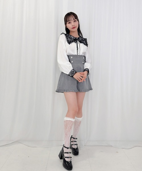 Honey Cinnamon（ハニーシナモン）の「配色レースブラウス（シャツ/ブラウス・レディース・ホワイト/ピンク・FREE）」の3枚目の写真