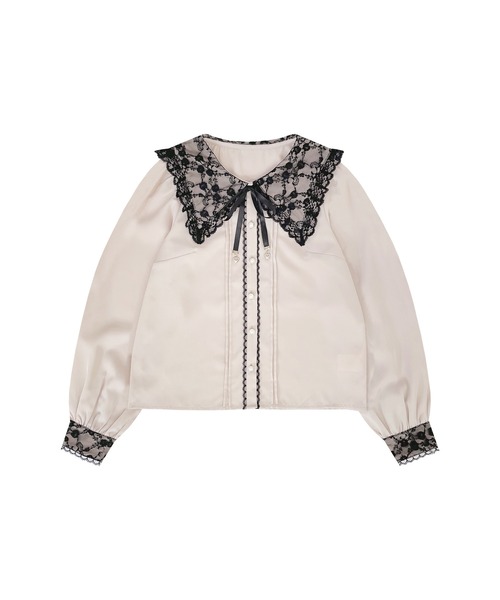 Honey Cinnamon（ハニーシナモン）の「配色レースブラウス（シャツ/ブラウス・レディース・ホワイト/ピンク・FREE）」の8枚目の写真