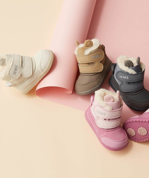 IFME（イフミー）の「BABY｜IFME クマ耳デザインボアライナーブーツ[撥水仕様]（ブーツ・キッズ・ホワイト/グレー/ベージュ/ピンク・13.5cm/13.0cm/15.0cm/14.5cm/12.5cm/14.0cm/12.0cm）」の5枚目の写真