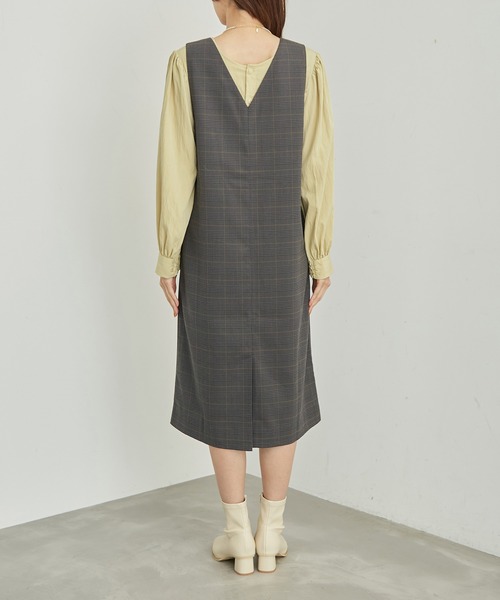 ROPE' PICNIC（ロペピクニック）の「LANATECジャンスカ（チェック＆無地）（ジャンパースカート・レディース・ベージュ系その他2/ベージュ/ダークブラウン/ブラック/グレー系その他・38/36）」の11枚目の写真