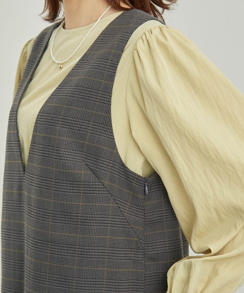 ROPE' PICNIC（ロペピクニック）の「LANATECジャンスカ（チェック＆無地）（ジャンパースカート・レディース・ベージュ系その他2/ベージュ/ダークブラウン/ブラック/グレー系その他・38/36）」の13枚目の写真