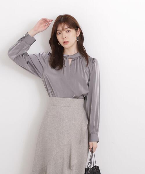 PROPORTION BODY DRESSING（プロポーションボディドレッシング）の「キーネックスタンドブラウス / 1213210001（シャツ/ブラウス・レディース・グレー/ブラック/ベージュ・MEDIUM/SMALL）」の3枚目の写真