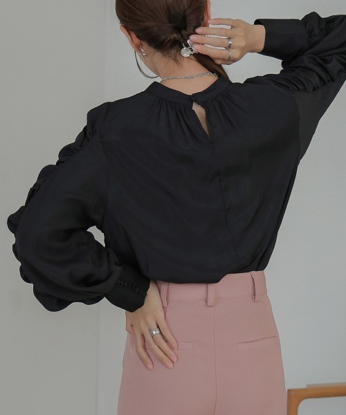 Bab（バブ）の「袖ギャザープチハイブラウス（シャツ/ブラウス・レディース・アイボリー/ブラック/ブラウン・M）」の20枚目の写真