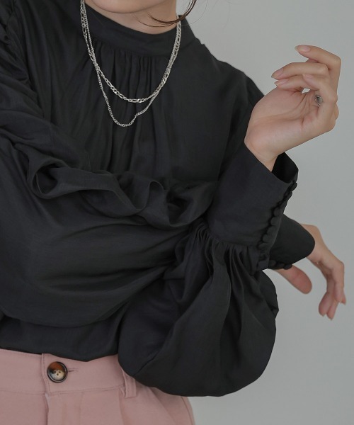 Bab（バブ）の「袖ギャザープチハイブラウス（シャツ/ブラウス・レディース・アイボリー/ブラック/ブラウン・M）」の21枚目の写真