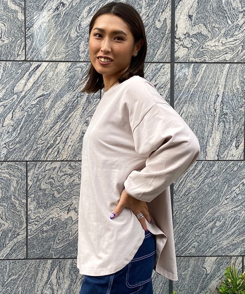RIKKA FEMME(リッカファム)の「RIKKA FEMME/リッカファム ロンT オーバーサイズRF23FW08(Tシャツ/カットソー・レディース・ホワイト/ブラック/ベージュ・FREE)」の8枚目の写真