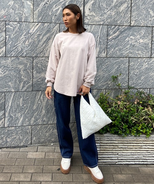 RIKKA FEMME(リッカファム)の「RIKKA FEMME/リッカファム ロンT オーバーサイズRF23FW08(Tシャツ/カットソー・レディース・ホワイト/ブラック/ベージュ・FREE)」の12枚目の写真