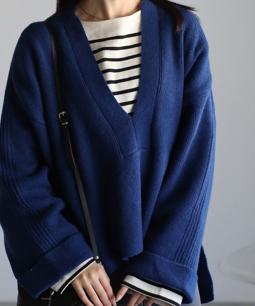 sakishimatokyo(サキシマトーキョー)の「起毛 キーネックニットトップス(ニット/セーター・レディース・ブルー/ブラック/オフホワイト/アイボリー・FREE)」の4枚目の写真