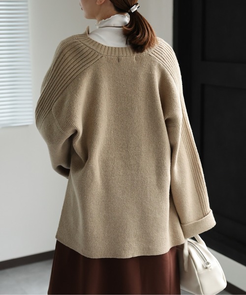 sakishimatokyo(サキシマトーキョー)の「起毛 キーネックニットトップス(ニット/セーター・レディース・ブルー/ブラック/オフホワイト/アイボリー・FREE)」の9枚目の写真