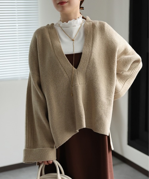 sakishimatokyo(サキシマトーキョー)の「起毛 キーネックニットトップス(ニット/セーター・レディース・ブルー/ブラック/オフホワイト/アイボリー・FREE)」の6枚目の写真