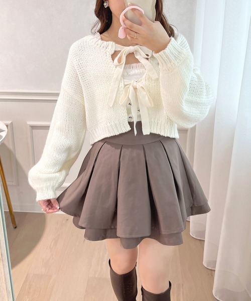 apres jour(アプレジュール)の「リボンニットカーデ【ZOZOTOWN限定アイテム】(カーディガン/ボレロ・レディース・ブラック/オフホワイト/グレー・X-LARGE/フリー)」の4枚目の写真