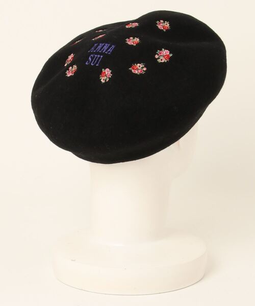 ANNA SUI（アナスイ）の「ROSE BOUQUET刺繍バスクベレー（ハンチング/ベレー帽・レディース・パープル系その他/ブラック/パープル/オフホワイト・FREE）」の5枚目の写真