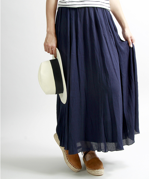 WEGO（ウィゴー）の「WEGO/クレープマキシスカート（スカート・レディース・ネイビー/レッド/オフホワイト・FREE）」の3枚目の写真