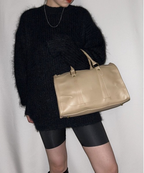 Jelly moo(ジェリームー)の「【 Jelly moo / ジェリームー 】 フェイクレザー ベーシック ボストンバッグ #_(ボストンバッグ・レディース・ブラック/ベージュ/ブラウン・FREE)」の1枚目の写真