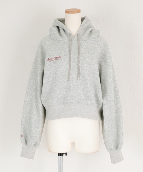 titivate（ティティベイト）の「裏起毛ロゴショートフード付きプルオーバー（パーカー・レディース・アイボリー/ライトブルー/ブラック/杢グレー・FREE）」の7枚目の写真