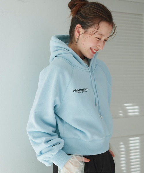 裏起毛ロゴショートフード付きプルオーバー（パーカー）｜titivate