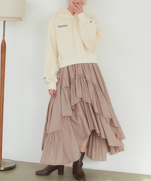 titivate（ティティベイト）の「裏起毛ロゴショートフード付きプルオーバー（パーカー・レディース・アイボリー/ライトブルー/ブラック/杢グレー・FREE）」の22枚目の写真