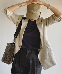 woadblue | エディター坪田あさみ × woadblue × Demi-Luxe BEAMS / 別注 リネンキャンバス ロゴ キャップ(キャップ)