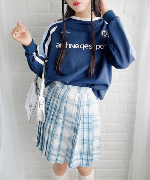 √nuage(ルートニュアージュ)の「チェックプリーツミニスカパン(スカート・レディース・ライトブルー/パープル/ピンク/グリーン・M)」の6枚目の写真