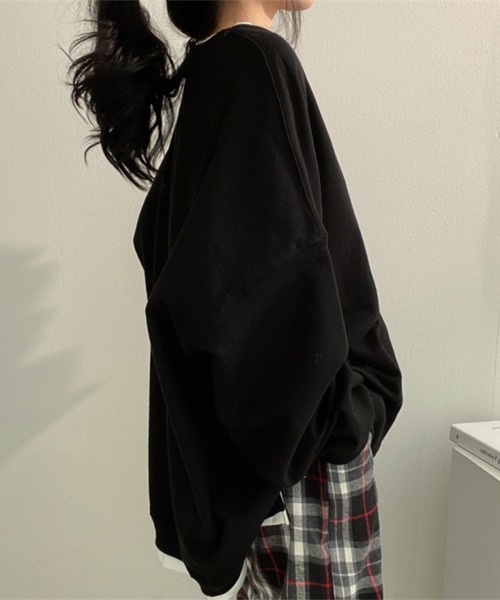 Miniministore（ミニミニストア）の「レイヤード風 スウェット トレーナー（スウェット・レディース・グレー/ブラック/ブルー/グリーン・フリー）」の21枚目の写真