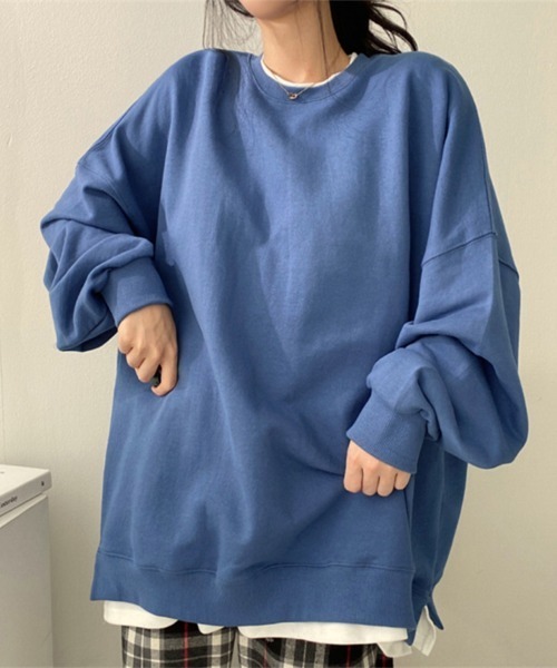 Miniministore（ミニミニストア）の「レイヤード風 スウェット トレーナー（スウェット・レディース・グレー/ブラック/ブルー/グリーン・フリー）」の7枚目の写真