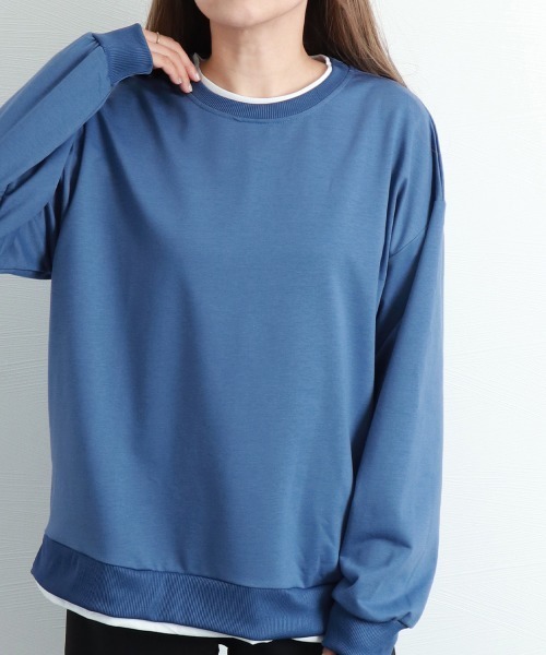 Miniministore（ミニミニストア）の「レイヤード風 スウェット トレーナー（スウェット・レディース・グレー/ブラック/ブルー/グリーン・フリー）」の10枚目の写真