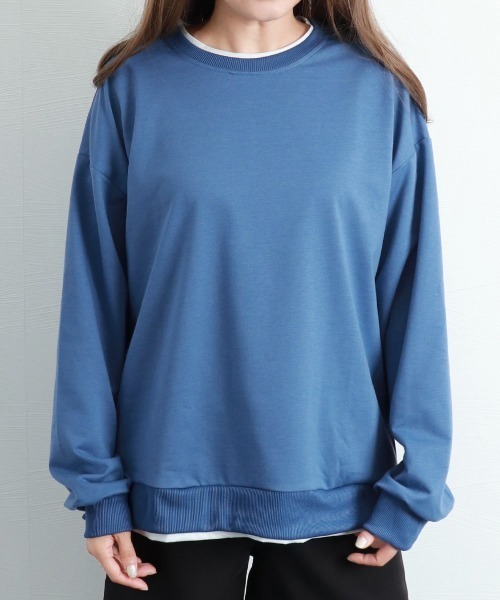 Miniministore（ミニミニストア）の「レイヤード風 スウェット トレーナー（スウェット・レディース・グレー/ブラック/ブルー/グリーン・フリー）」の11枚目の写真
