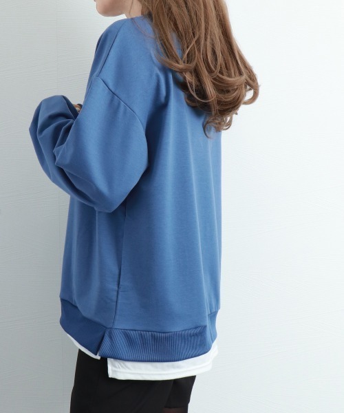 Miniministore（ミニミニストア）の「レイヤード風 スウェット トレーナー（スウェット・レディース・グレー/ブラック/ブルー/グリーン・フリー）」の12枚目の写真