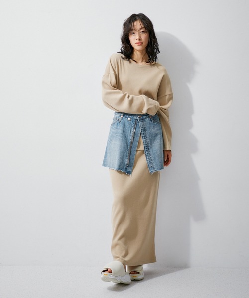 ADAM ET ROPE'（アダムエロペ）の「【サステナブル】アジャストデニムミニスカート（デニムスカート・レディース・ホワイト系その他/ブルー・38/36）」の5枚目の写真