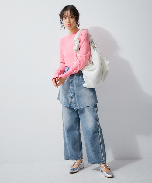 ADAM ET ROPE'（アダムエロペ）の「【サステナブル】アジャストデニムミニスカート（デニムスカート・レディース・ホワイト系その他/ブルー・38/36）」の9枚目の写真