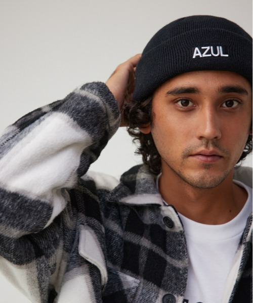 AZUL by moussy(アズールバイマウジー)の「2WAYニットワッチ(ニットキャップ/ビーニー・メンズ・ブラック/ブルー・FREE)」の1枚目の写真