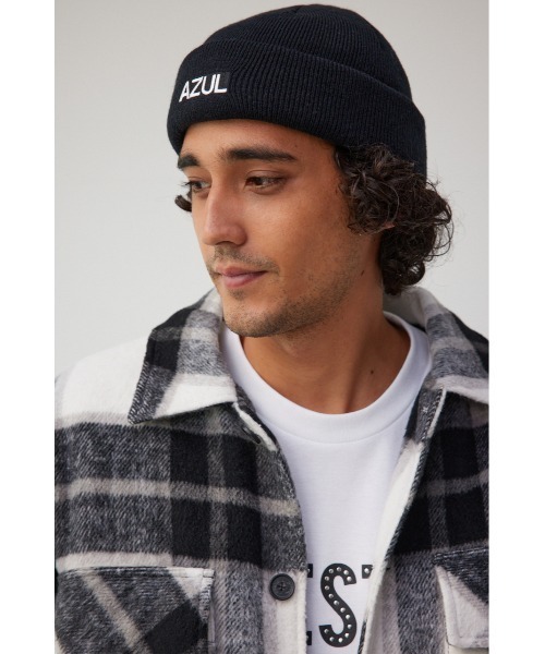 AZUL by moussy(アズールバイマウジー)の「2WAYニットワッチ(ニットキャップ/ビーニー・メンズ・ブラック/ブルー・FREE)」の3枚目の写真