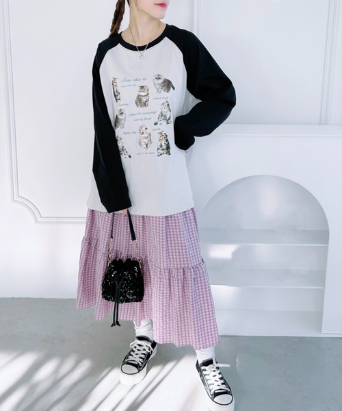 √nuage(ルートニュアージュ)の「メニーキャットオーバーラグランロンT(Tシャツ/カットソー・レディース・グレー・FREE)」の3枚目の写真