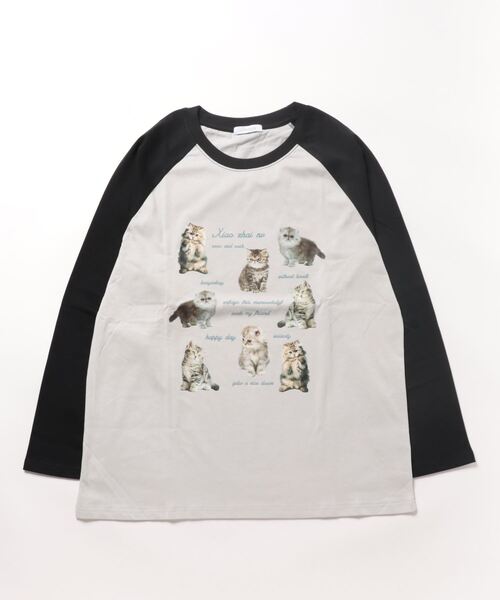 √nuage(ルートニュアージュ)の「メニーキャットオーバーラグランロンT(Tシャツ/カットソー・レディース・グレー・FREE)」の6枚目の写真