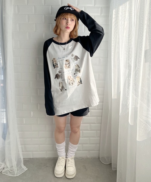 √nuage(ルートニュアージュ)の「メニーキャットオーバーラグランロンT(Tシャツ/カットソー・レディース・グレー・FREE)」の8枚目の写真